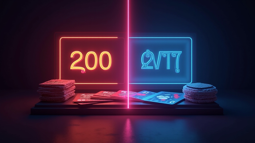 Split casino scene comparing instant deposit confirmation with slower withdrawal processing