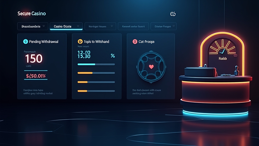 Casino cashier dashboard showing a pending withdrawal and limit indicators